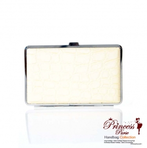 Sleek Durable Card Holder Gator Skin & Silver Tone Trim